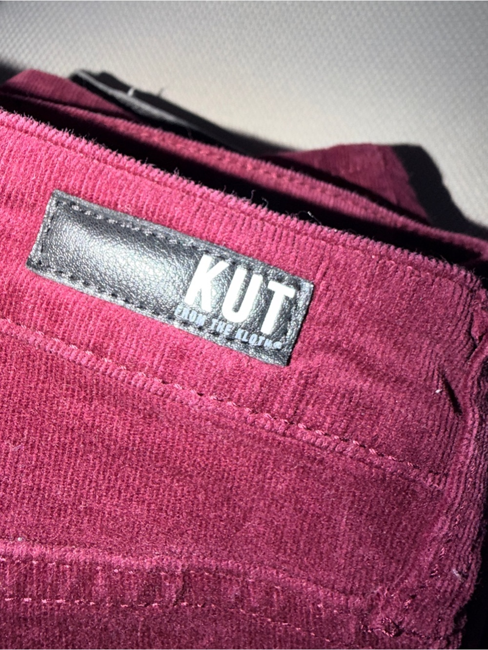 Kut from the Kloth High-Waist Slim Corduroy Pants - Deep Wine size 12 - Picture 7 of 7